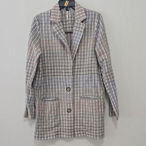 Free People Gray and Tan Blazer with Structured Design xs